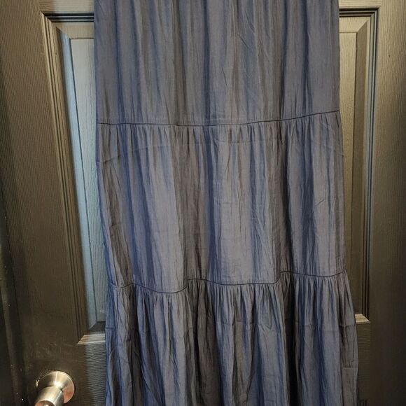 J. Jill Tiered Maxi Skirt In Navy Blue - Picture 10 of 12
